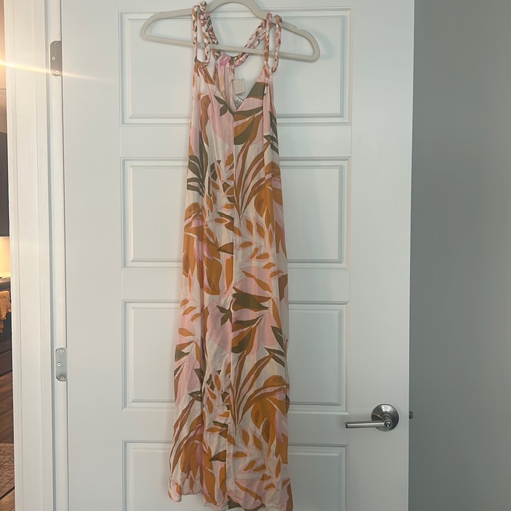 Floral long dress braided straps